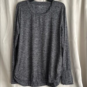 Athleta Uptempo Long Sleeve Heathered Black Gray Split Hemp Top Size‎ XL